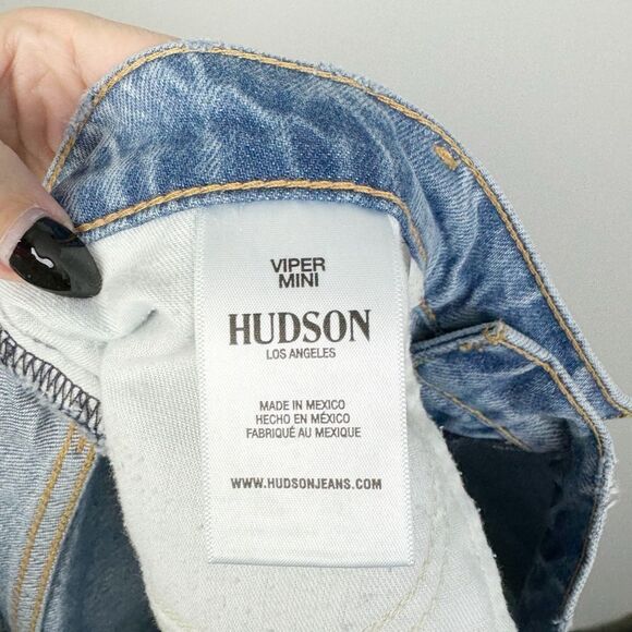 HUDSON JEANS | Viper Distressed Mini Denim Jean Skirt Women’s Size 32 (14) - Picture 8 of 10